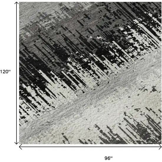 Black Ivory And Gray Striped Washable Area Rug With UV Protection Photo 8