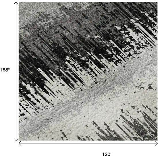 Black Ivory And Gray Striped Washable Area Rug With UV Protection Photo 8