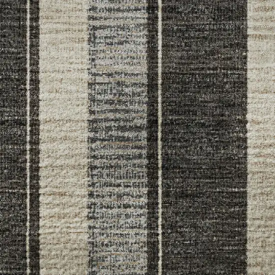 Black Ivory And Gray Striped Washable Area Rug With UV Protection Photo 8