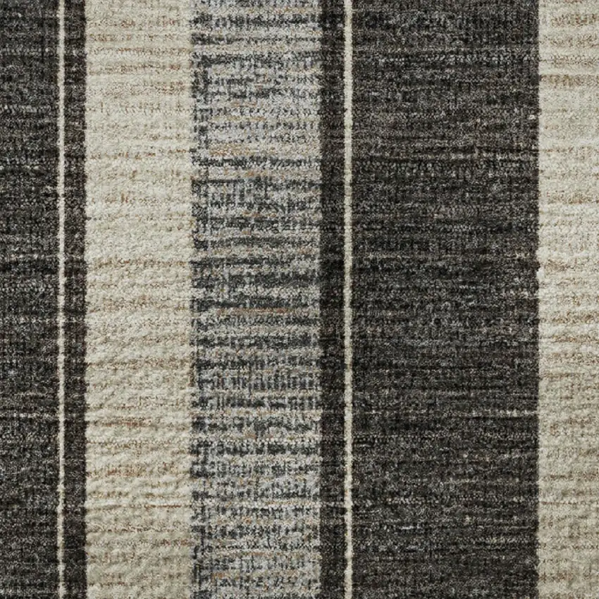 Black Ivory And Gray Striped Washable Area Rug With UV Protection Photo 8