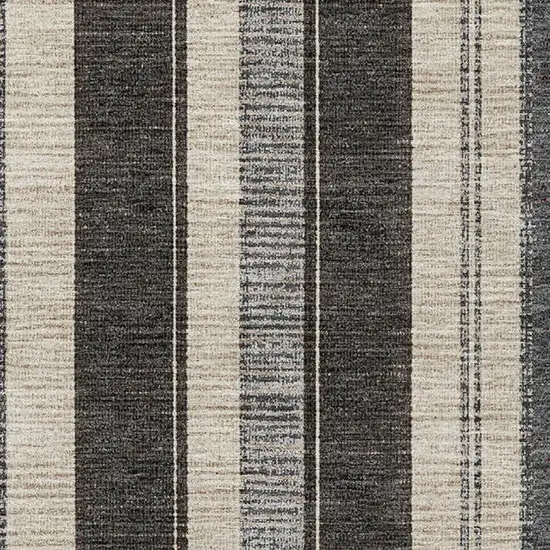 Black Ivory And Gray Striped Washable Area Rug With UV Protection Photo 3