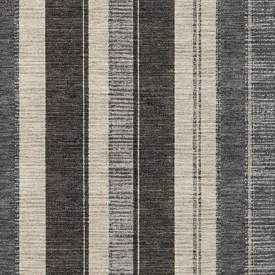 Black Ivory And Gray Striped Washable Area Rug With UV Protection Photo 4