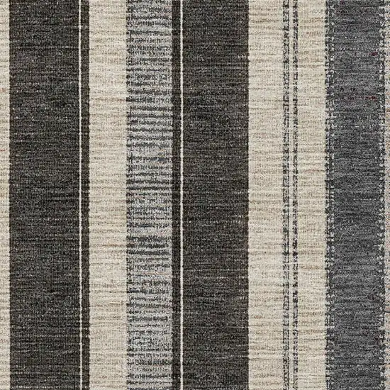 Black Ivory And Gray Striped Washable Area Rug With UV Protection Photo 3