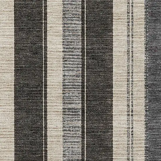 Black Ivory And Gray Striped Washable Area Rug With UV Protection Photo 3