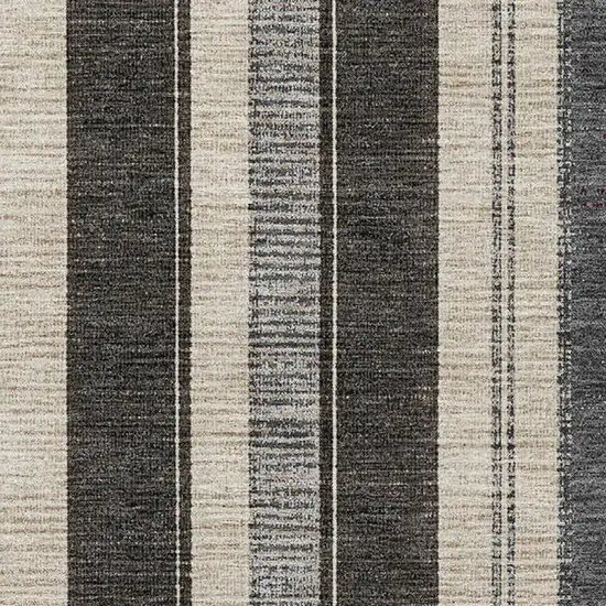 Black Ivory And Gray Striped Washable Area Rug With UV Protection Photo 3