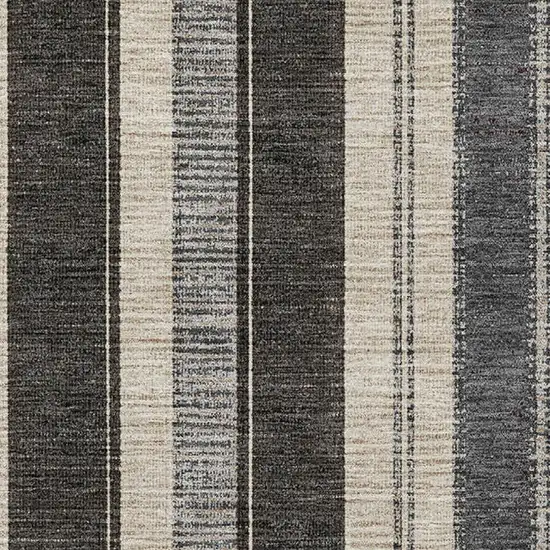 Black Ivory And Gray Striped Washable Area Rug With UV Protection Photo 3