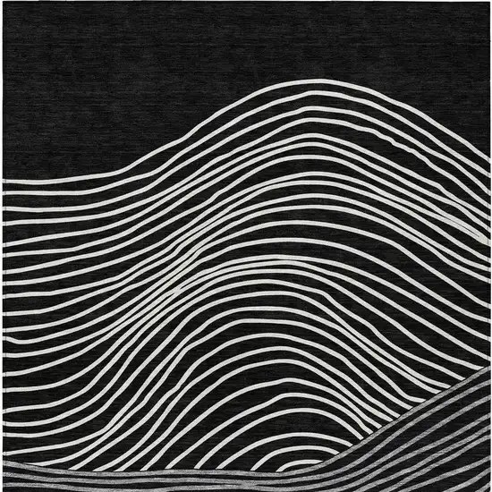 Black Ivory And Gray Striped Washable Indoor Outdoor Area Rug Photo 6