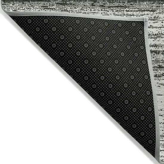Black Ivory And Gray Striped Washable Indoor Outdoor Area Rug Photo 4
