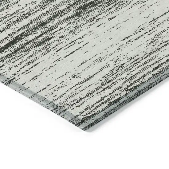 Black Ivory And Gray Striped Washable Indoor Outdoor Area Rug Photo 5