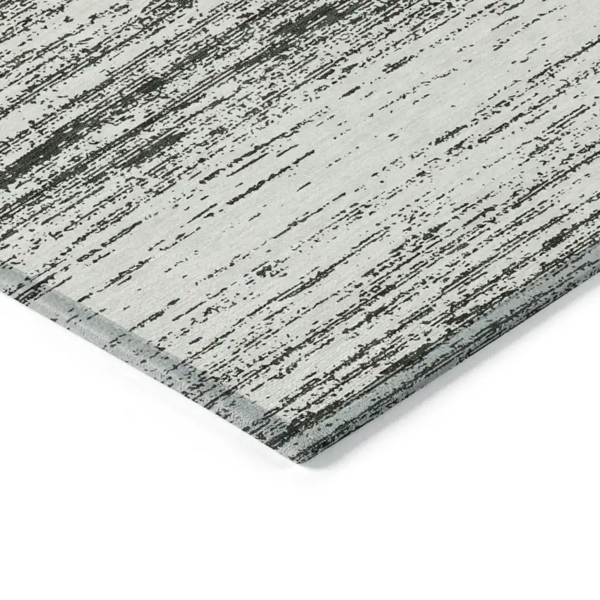 Black Ivory And Gray Striped Washable Indoor Outdoor Area Rug Photo 5