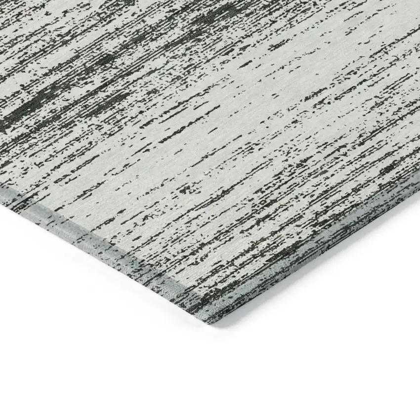 Black Ivory And Gray Striped Washable Indoor Outdoor Area Rug Photo 5