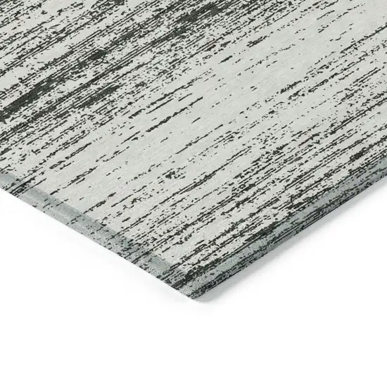 Black Ivory And Gray Striped Washable Indoor Outdoor Area Rug Photo 5