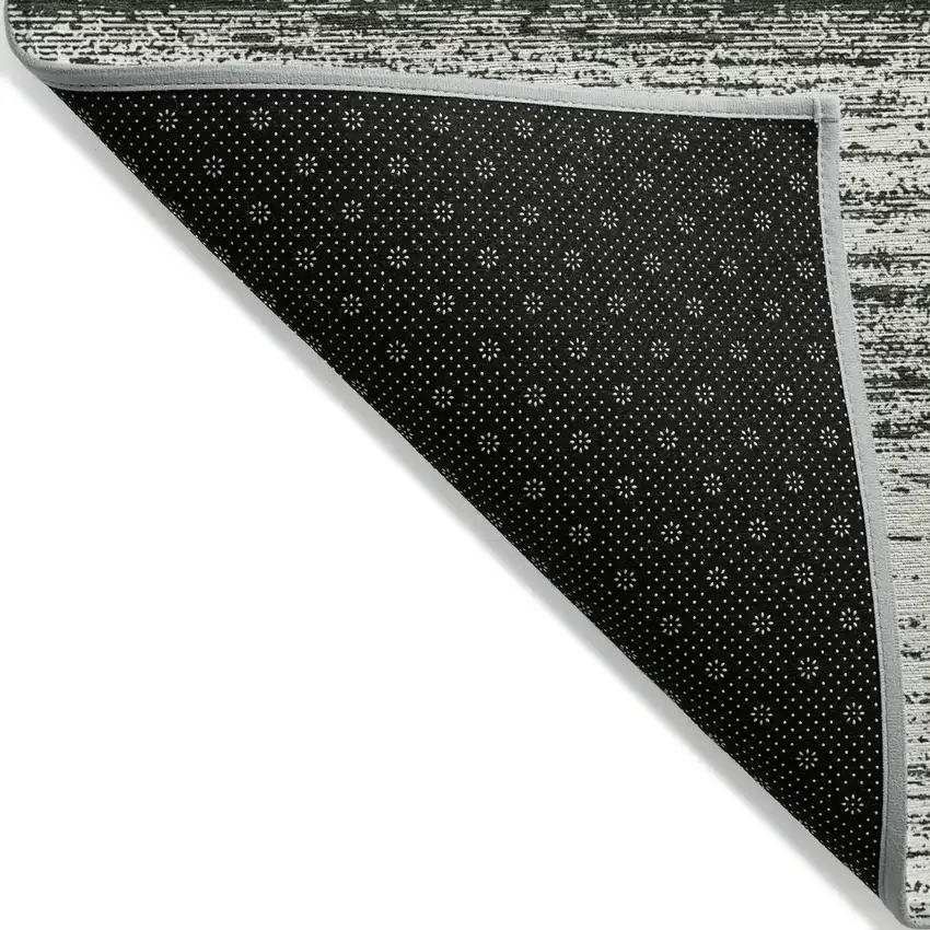Black Ivory And Gray Striped Washable Indoor Outdoor Area Rug Photo 4