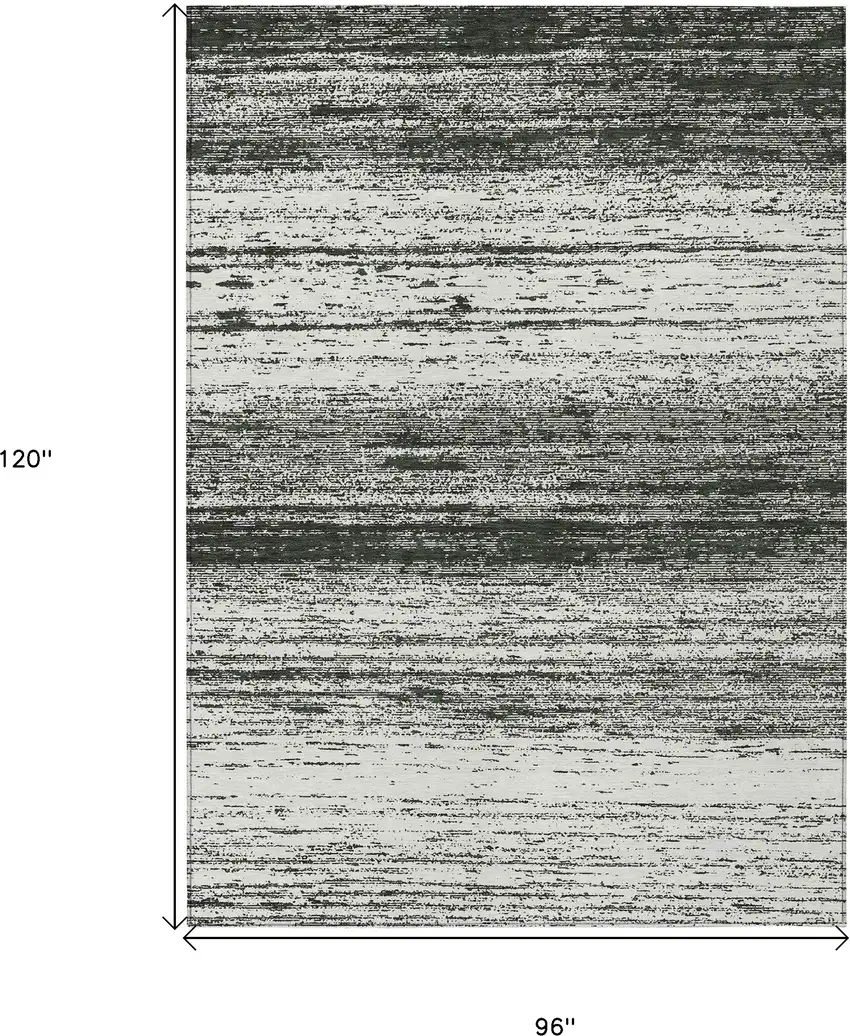 Black Ivory And Gray Striped Washable Indoor Outdoor Area Rug Photo 3