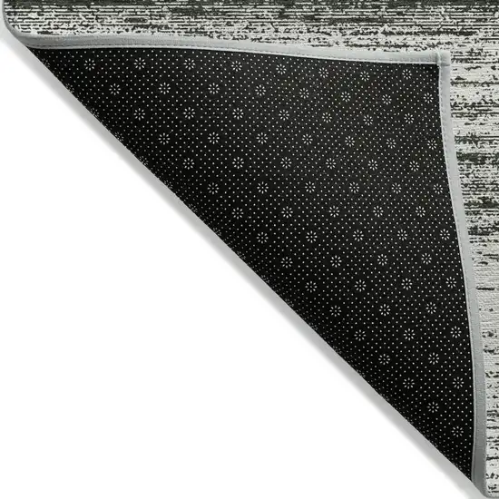 Black Ivory And Gray Striped Washable Indoor Outdoor Area Rug Photo 4