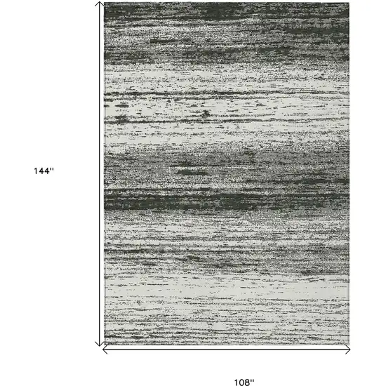 Black Ivory And Gray Striped Washable Indoor Outdoor Area Rug Photo 3