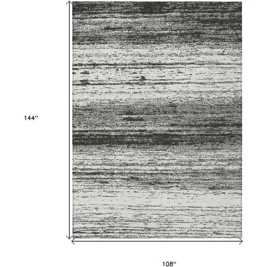 Black Ivory And Gray Striped Washable Indoor Outdoor Area Rug Photo 3