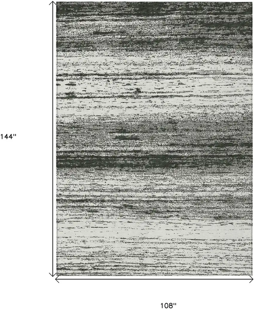 Black Ivory And Gray Striped Washable Indoor Outdoor Area Rug Photo 3
