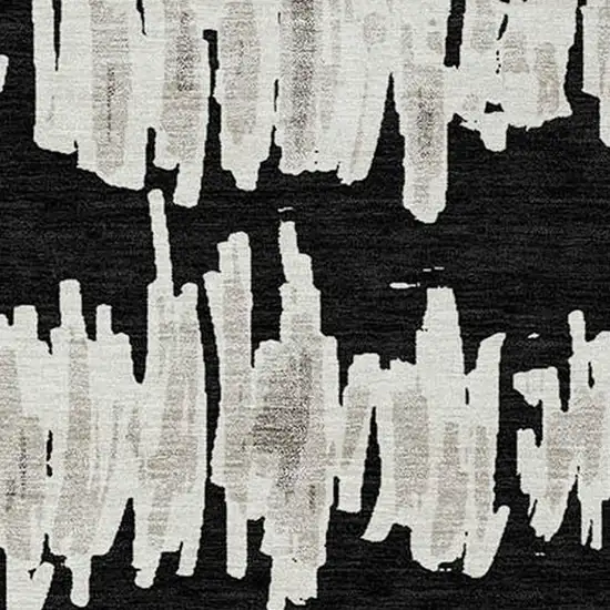 Black Ivory And Gray Striped Washable Indoor Outdoor Area Rug Photo 6