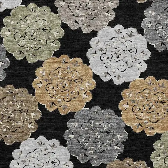 Black Ivory And Khaki Quatrefoil Washable Indoor Outdoor Area Rug Photo 6