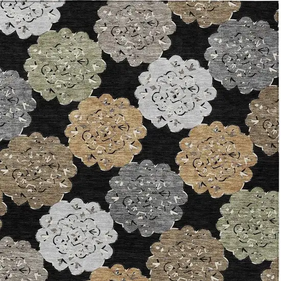 Black Ivory And Khaki Quatrefoil Washable Indoor Outdoor Area Rug Photo 8