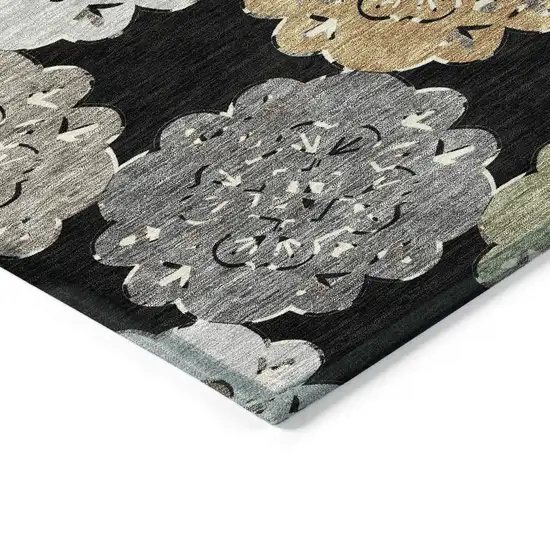 Black Ivory And Khaki Quatrefoil Washable Indoor Outdoor Area Rug Photo 6