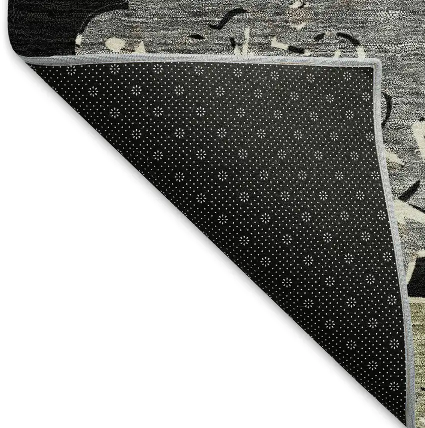 Black Ivory And Khaki Quatrefoil Washable Indoor Outdoor Area Rug Photo 5