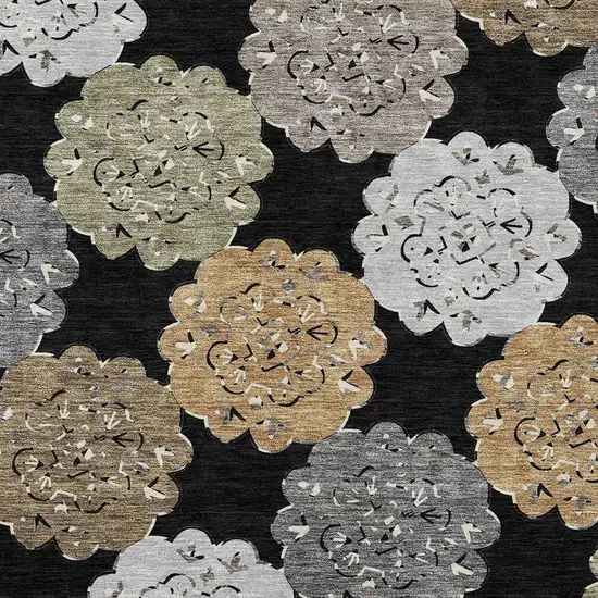 Black Ivory And Khaki Quatrefoil Washable Indoor Outdoor Area Rug Photo 6
