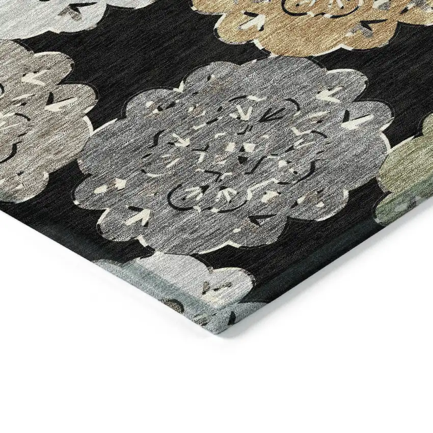 Black Ivory And Khaki Quatrefoil Washable Indoor Outdoor Area Rug Photo 3