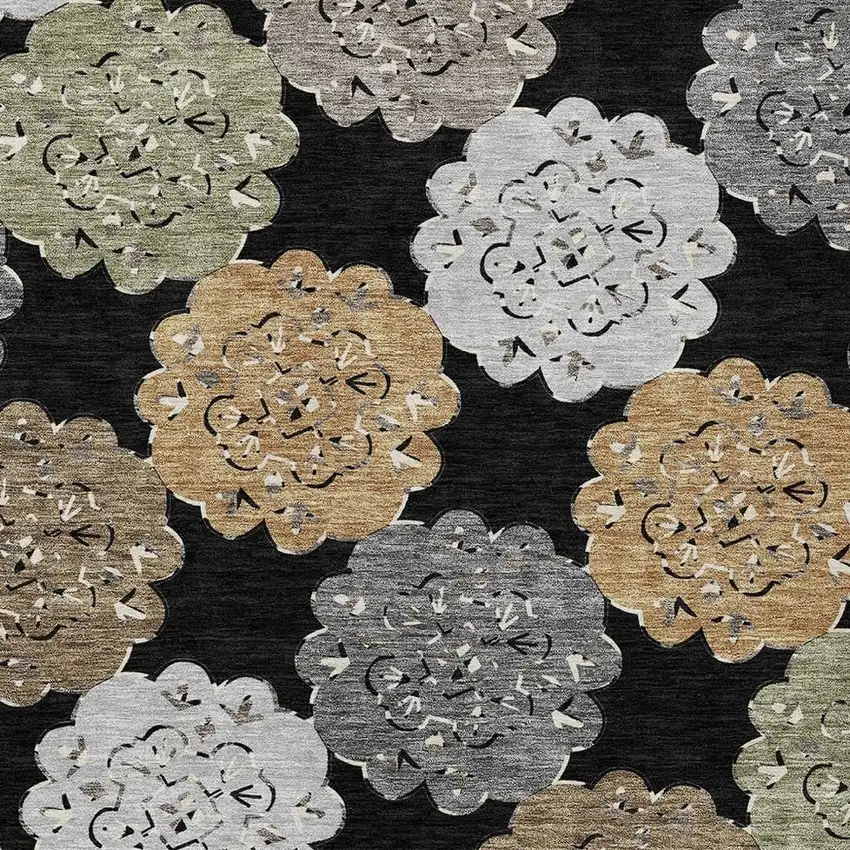 Black Ivory And Khaki Quatrefoil Washable Indoor Outdoor Area Rug Photo 4
