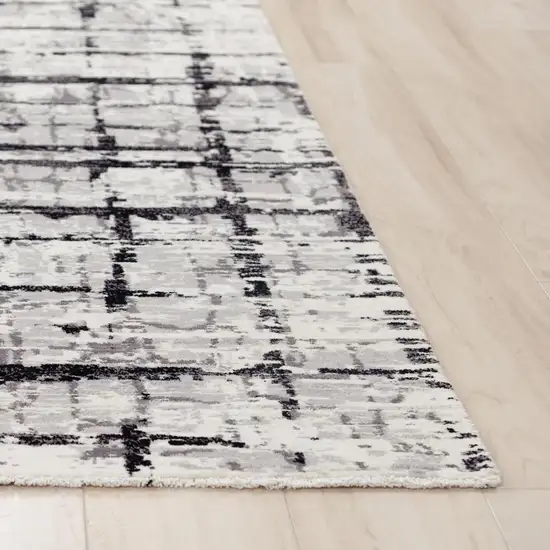 Black Ivory And Natural New Zealand Lambs Wool Abstract Hand Carved Handmade Area Rug Photo 3
