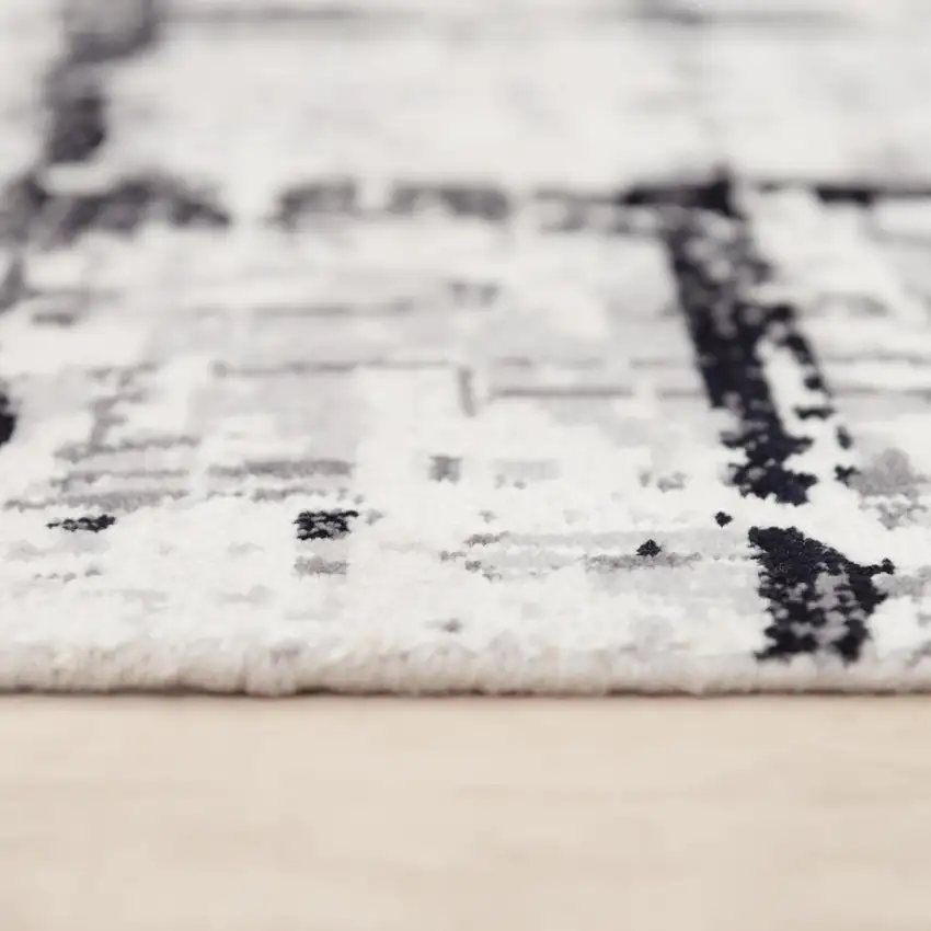 Black Ivory And Natural New Zealand Lambs Wool Abstract Hand Carved Handmade Area Rug Photo 6