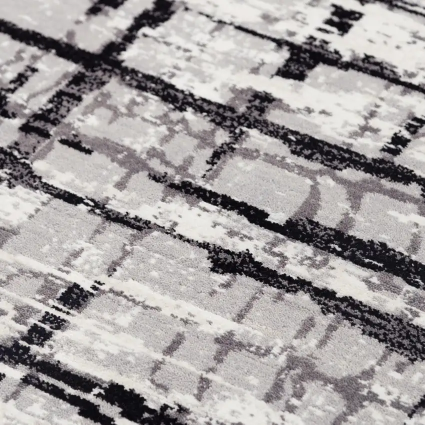 Black Ivory And Natural New Zealand Lambs Wool Abstract Hand Carved Handmade Area Rug Photo 2
