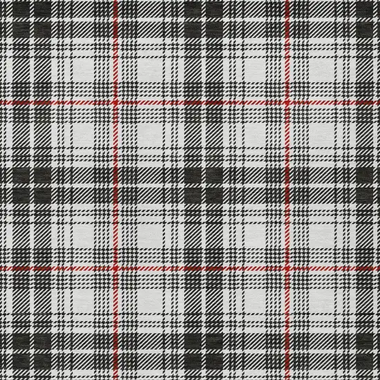 Black Ivory And Red Plaid Washable Indoor Outdoor Area Rug Photo 5