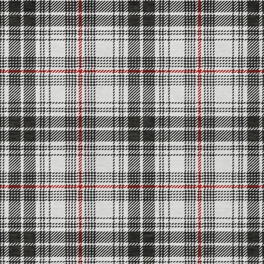 Black Ivory And Red Plaid Washable Indoor Outdoor Area Rug Photo 5