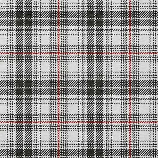 Black Ivory And Red Plaid Washable Indoor Outdoor Area Rug Photo 5