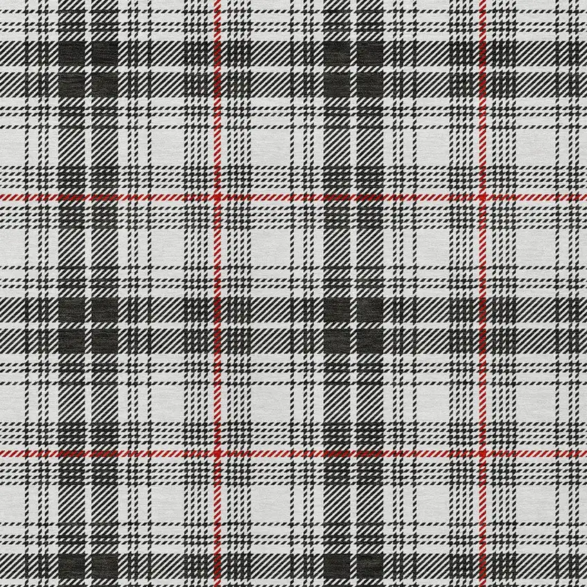 Black Ivory And Red Plaid Washable Indoor Outdoor Area Rug Photo 5