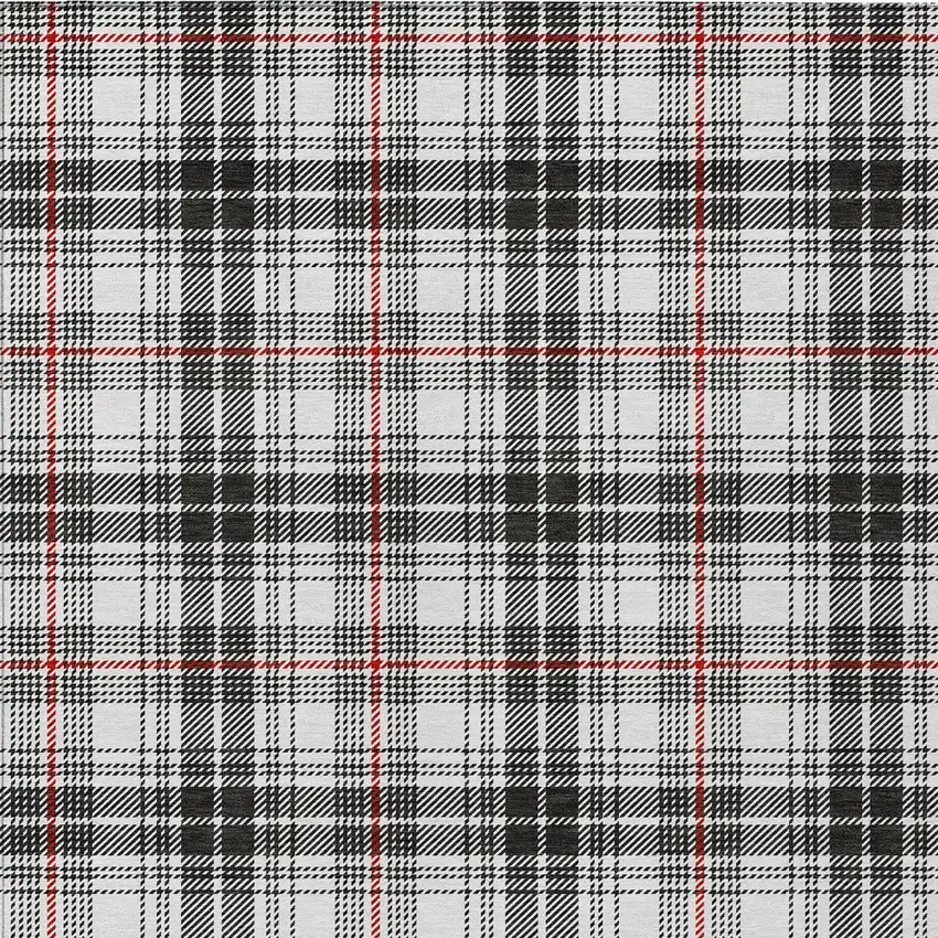 Black Ivory And Red Plaid Washable Indoor Outdoor Area Rug Photo 6