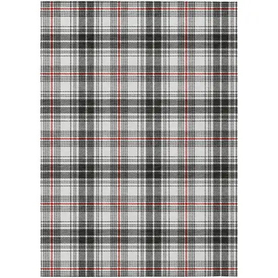 Black Ivory And Red Plaid Washable Indoor Outdoor Area Rug Photo 2