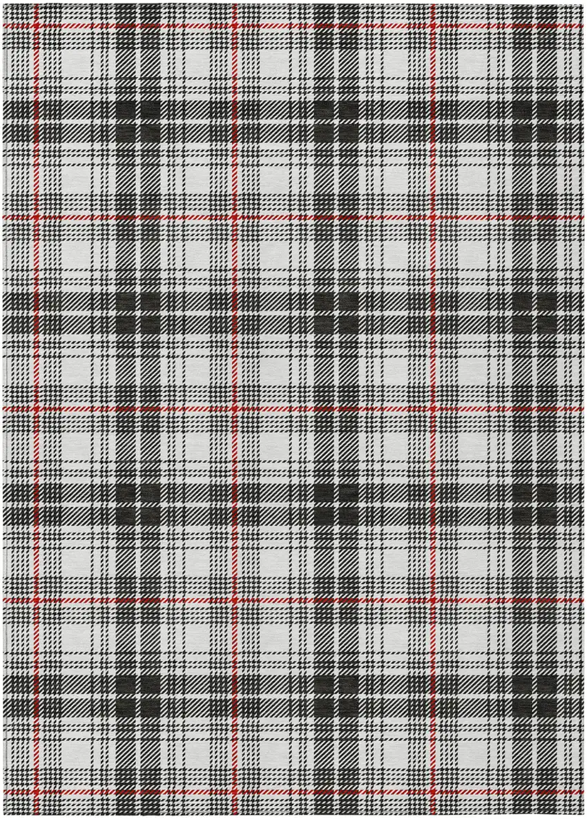 Black Ivory And Red Plaid Washable Indoor Outdoor Area Rug Photo 2