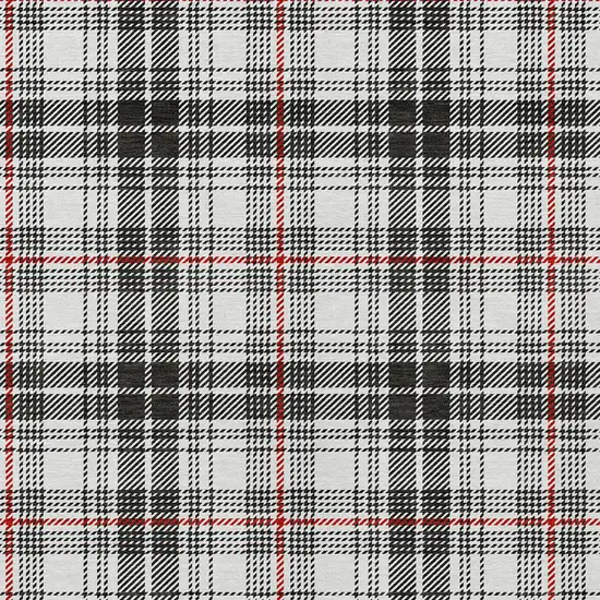 Black Ivory And Red Plaid Washable Indoor Outdoor Area Rug Photo 5