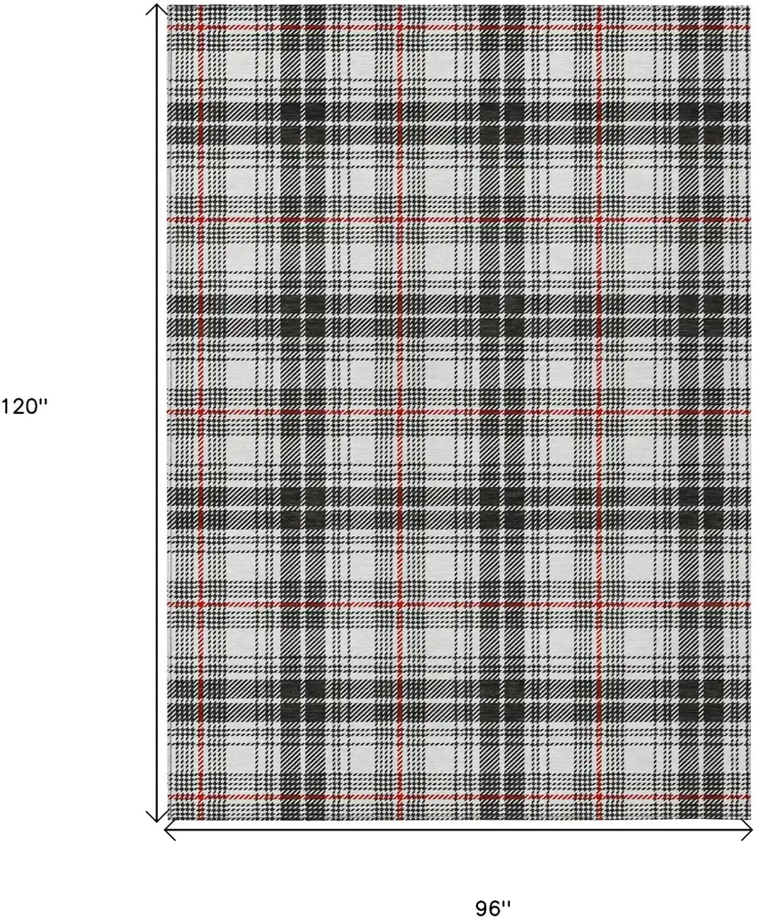 Black Ivory And Red Plaid Washable Indoor Outdoor Area Rug Photo 3
