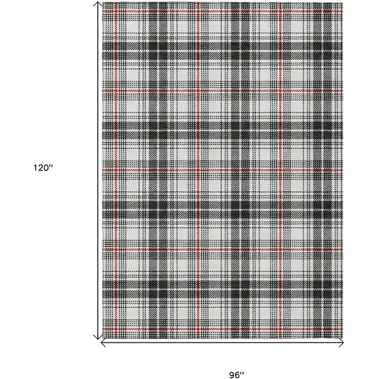 Black Ivory And Red Plaid Washable Indoor Outdoor Area Rug Photo 3
