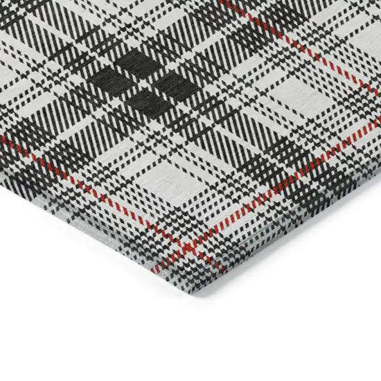 Black Ivory And Red Plaid Washable Indoor Outdoor Area Rug Photo 4