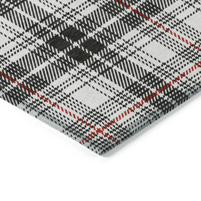 Black Ivory And Red Plaid Washable Indoor Outdoor Area Rug Photo 4