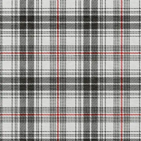 Black Ivory And Red Plaid Washable Indoor Outdoor Area Rug Photo 5