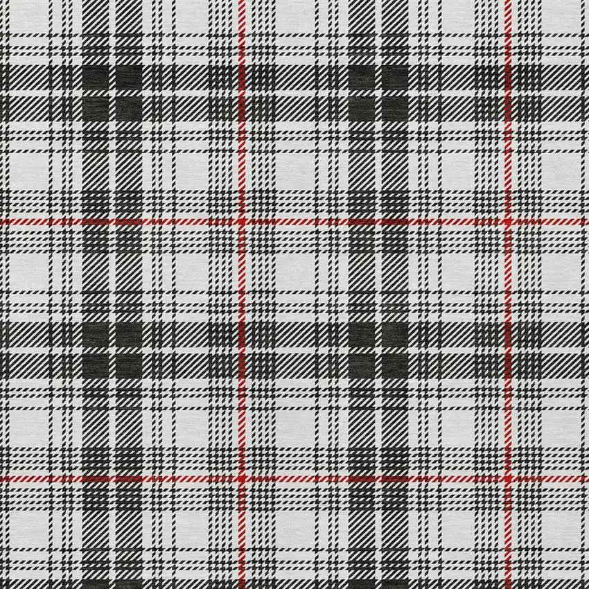 Black Ivory And Red Plaid Washable Indoor Outdoor Area Rug Photo 5