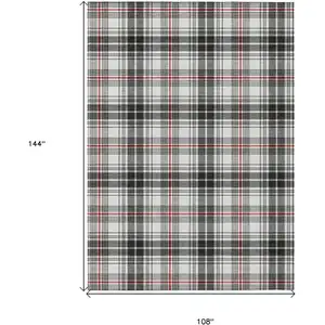 Photo of Black Ivory And Red Plaid Washable Indoor Outdoor Area Rug