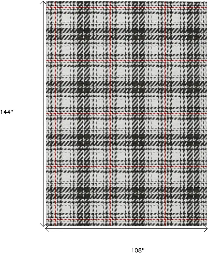 Black Ivory And Red Plaid Washable Indoor Outdoor Area Rug Photo 3