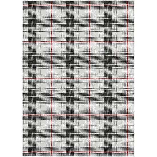 Black Ivory And Red Plaid Washable Indoor Outdoor Area Rug Photo 6
